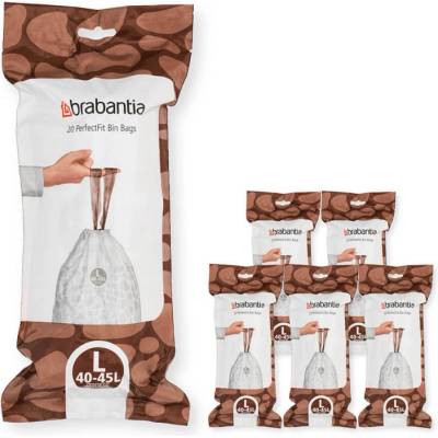 Brabantia Торба за кош Brabantia PerfectFit FlatBack+/Touch 1005576, Размер L, 40-45 л, 120 броя, Бял (1005576)
