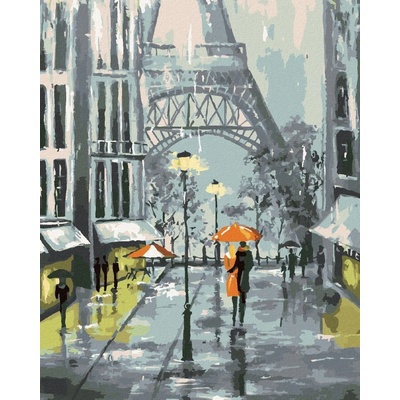 Zuty Malování Podle Čísel Paříž A Procházející Se Pár 80 x 100 Cm Plátno Rám 8596530072911