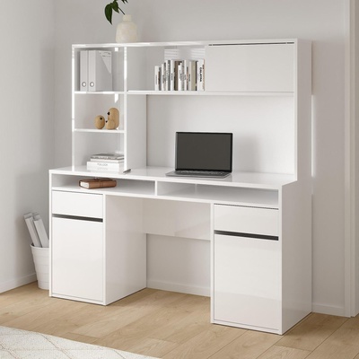 Бюро Function Plus с надстройка Бял