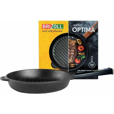 Litinová grilovací pánev 240mm H-4cm Brizoll series Optima