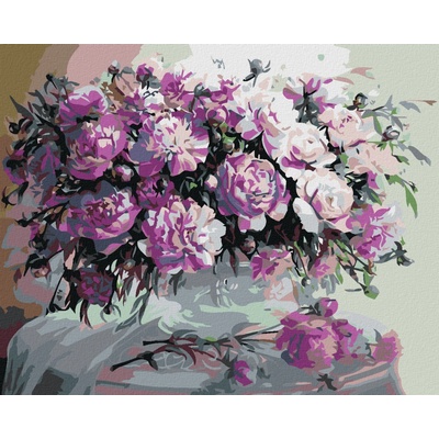 Diamondi Diamantové malování FIALKOVÉ PIVOŇKY 40 x 50 cm bez rámu a bez vypnutí plátna