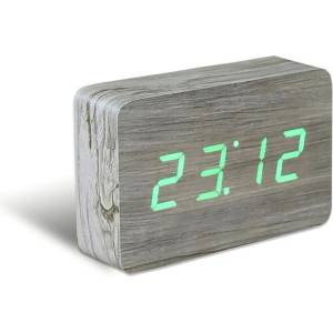 Gingko Design GINGKO Часовник/термометър BRICK- дърво ясен със зелени цифри (Gingko-GK15G12) Будилник