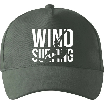 Windsurfing nápis so zahnutým šiltom a mosaznou sponou Tm. bridlica šedozelená