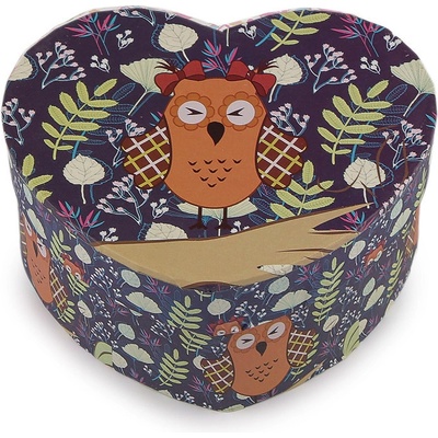 Prima-obchod Dárková krabička srdce sova 11,5x10 cm, barva 4 fialová tmavá