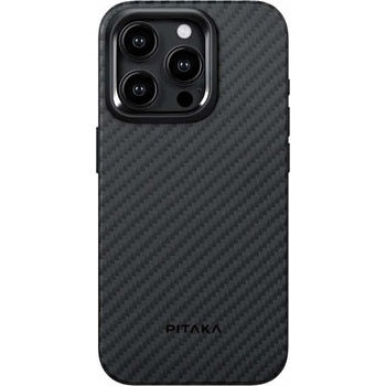 PITAKA MagEZ PRO 4 1500D Aramid Fiber MagSafe Case - кевларен кейс с MagSafe за iPhone 15 Pro (черен-сив)