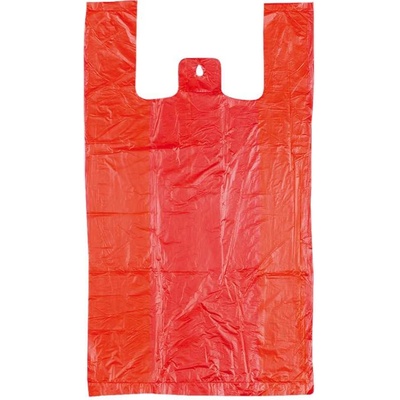 Mikrotenová taška, nosnosť 4 kg, dĺžka 47 cm, šírka 25 cm, záložka 12 cm, červená, 200 ks