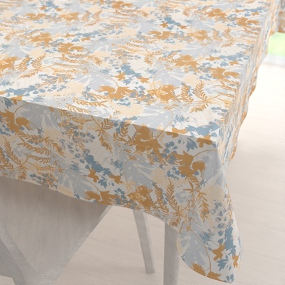 Biante Sametový obdélníkový ubrus Tamara TMR-043 Hnědo-modré designové rostliny 130x220 cm