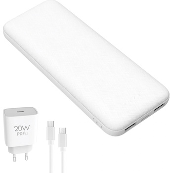 Platinet PMPB10SETW Power Bank 10000 mAh + 20 W USB-C зарядно устройство, бяло (PMPB10SETW)