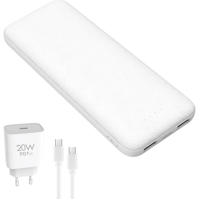 Platinet PMPB10SETW Power Bank 10000 mAh + 20 W USB-C зарядно устройство, бяло (PMPB10SETW)