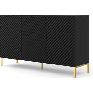 BIM Furniture Комод surf 3d 150 см, черен мат, златни крака (surfcab150bglegs)