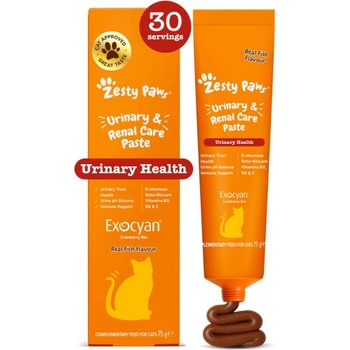 Zesty Paws Urinary a Renal Care Paste (75 g) - функционална хранителна добавка за котки за подпомага
