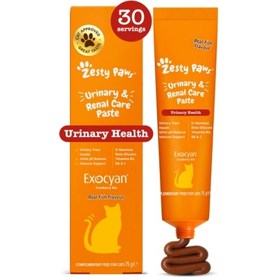 Zesty Paws Urinary a Renal Care Paste (75 g) - функционална хранителна добавка за котки за подпомага