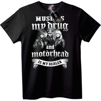 NOONEBRAND Тениска Музиката е моят наркотик, Motörhead е моят дилър - M, White