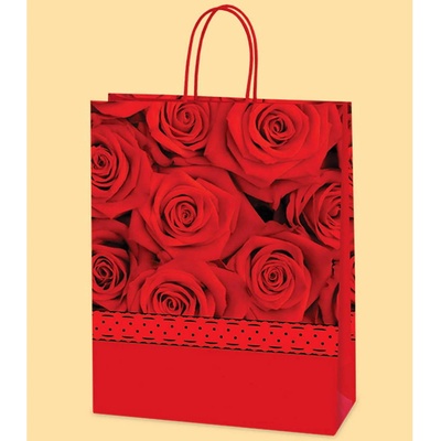 Гланцово ламинирана подаръчна чанта в червен цвят