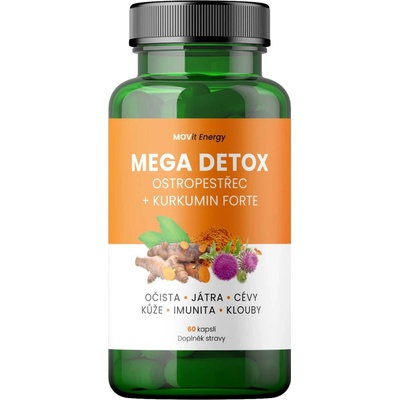 Movit Energy Mega Detox Pestrec + Kurkumín 60 kapsúl