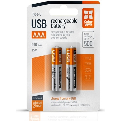Colorway AAA 590mAh USB-C 2ks CW-UBAAA-09