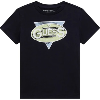 GUESS Тениска в тъмно синьо за мини момче с жълто лого Guess