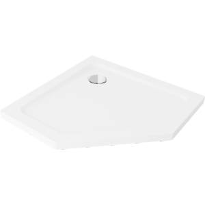 Mexen Flat петоъгълен душов поддон slim 100 x 100 см, бял, сифон хром - 41P101010 (41P101010)