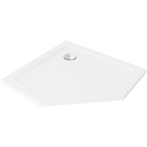Mexen Flat петоъгълен душов поддон slim 100 x 100 см, бял, сифон хром - 41P101010 (41P101010)
