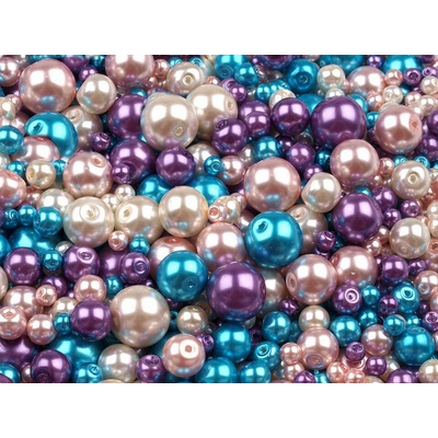 Skleněné voskové perly mix velikostí a barev Ø4-12 mm Balení: 50 g, Varianta: 18 mix