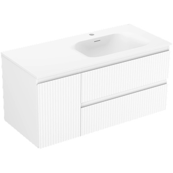 Mexen Rivel шкафче за баня 100 см с мивка Vela дясно, 2S, 1D, набраздено, бяло мат - 91A23-10047-3-BBFFF01-W23P01 (91A23-10047-3-BBFFF01-W23P01)