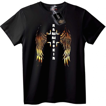 NOONEBRAND Тениска Rammstein Кръст с Криле - L, White