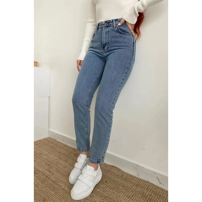 14924 Dewberry Mom Jeans High Waist Detail Boyfriend Jeans modré