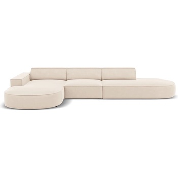 Micadoni Ъглов диван от бежово кадифе (ляв ъгъл) Jodie - Micadoni Home (MIC_RLCO_51_F1_JODIE1)