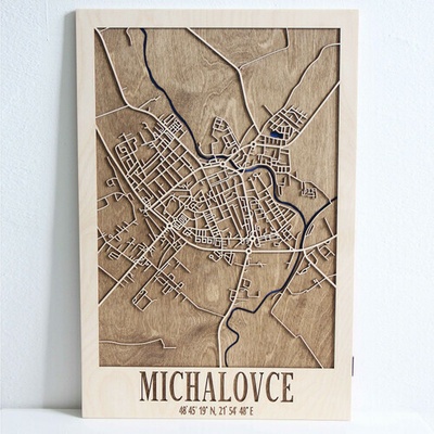 3D mapa mesta Michalovce 45 x 30 cm