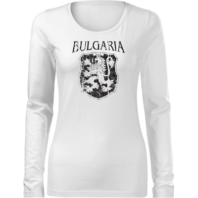DRAGOWA Slim дамска тениска с дълъг ръкав Герб, бяла (37451)