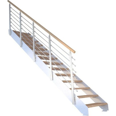StarWood Kovové schody Kos 16 st. dub přír. 87 cm design. zábradlí bílá