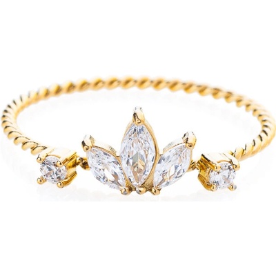 Franco Bene Zatočený prsten se zirkonovými lístky pozlaceny 315 – Hledejceny.cz