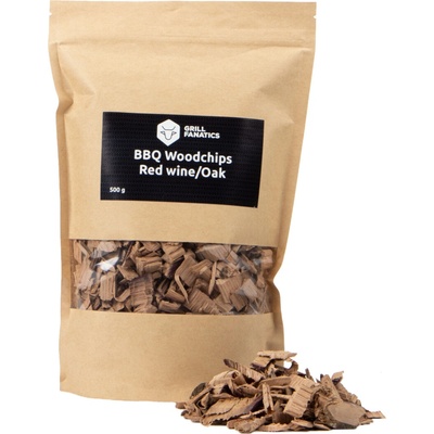 Grill Fanatics drevené štiepky na grilovanie s červeným vínom a dubom 500 g