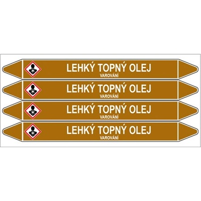 Značení potrubí, lehký topný olej,4 ks, 250 × 26 mm PZ 008022