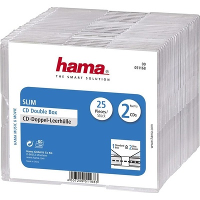 Hama obal na CD 2 CD/DVD/Blu-ray polystyren transparentní 25 ks (š x v x h) 12.5 x 14.2 x 0.52 cm 00051168 – Hledejceny.cz