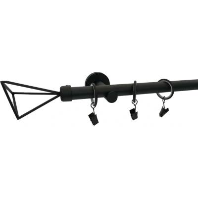 KovovégarnýžeCZ Rando modern 19 mm Jednořadá prodloužená Bez kroužků černá matná 180 cm
