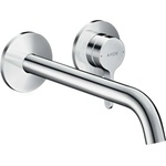 Hansgrohe One - Смесител за мивка за вграждане, с изпразнител, с две дупки, EcoSmart, хром 48120000 (48120000)