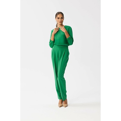 Stylove Woman's Jumpsuit with a split neckline green