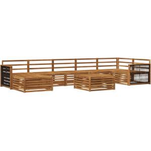 vidaXL Комплект дивани за открито 8 бр. Натурално (3383652)