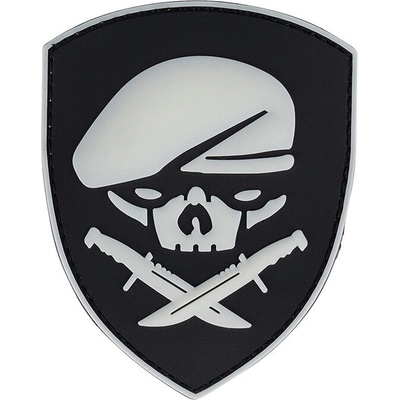 Gumová nášivka 101 Inc US Special Forces Skull Ranger Glow - svietiací
