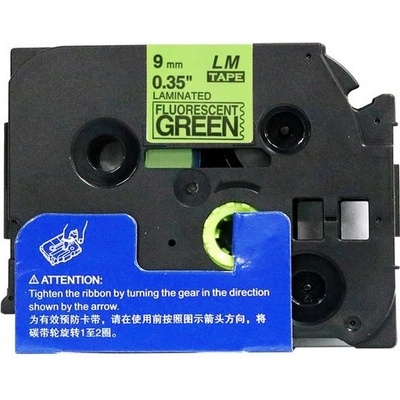 Compatible Съвместима лента с Brother TZ-D21/TZe-D21, сигнал 9mm x 8m, черен печат/зелен фон (TZeD21)