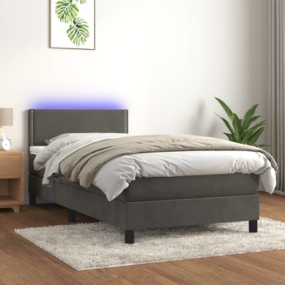 vidaXL 3134316 Boxspring postel s matrací a LED samet / barva Tmavě šedá