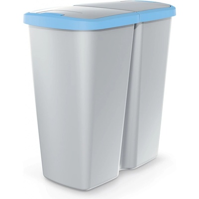 Prosperplast COMPACTA Q DUO popelavý se světle modrým víkem 45 l