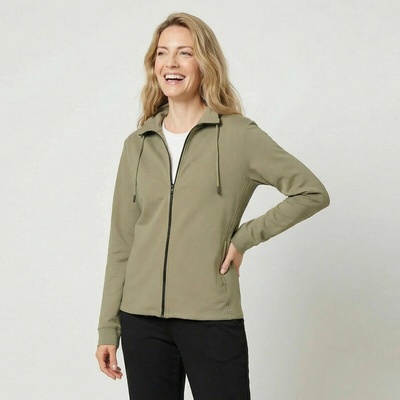 Moltonová mikina na zip se stojáčkem khaki