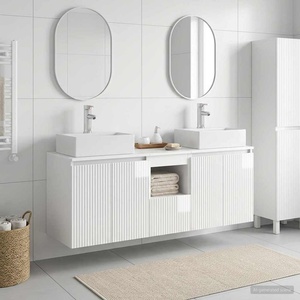 vidaXL Комплект шкафове за баня 3 бр. Бял гланц 129 x 41 x 79, 5 см (3405651)
