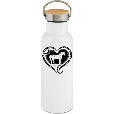 123TRIKO termoska Kůň v srdci, černý tisk 500 ml