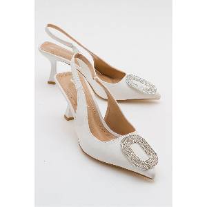 Moda Trend Дамски елегантни обувки с декоративни камъни - Бели #385496 (385496_Бяло)