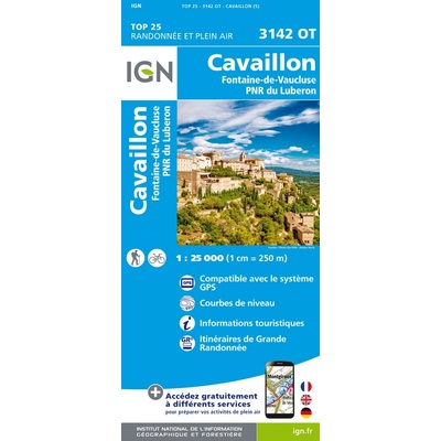 IGN vydavatelství mapa Cavaillon. Fontaine-de-Vaucluse 1:25 t.