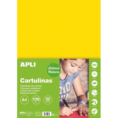 Barevný papír Apli A4 170g žlutý