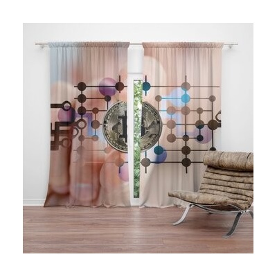 Sablio Závěsy Bitcoin: 2 ks - 140x250 cm - Sablio